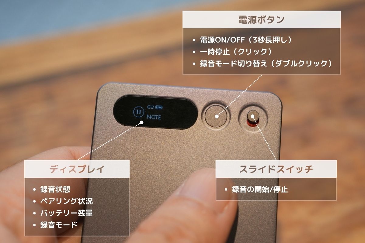 ディスプレイと操作ボタンの詳細