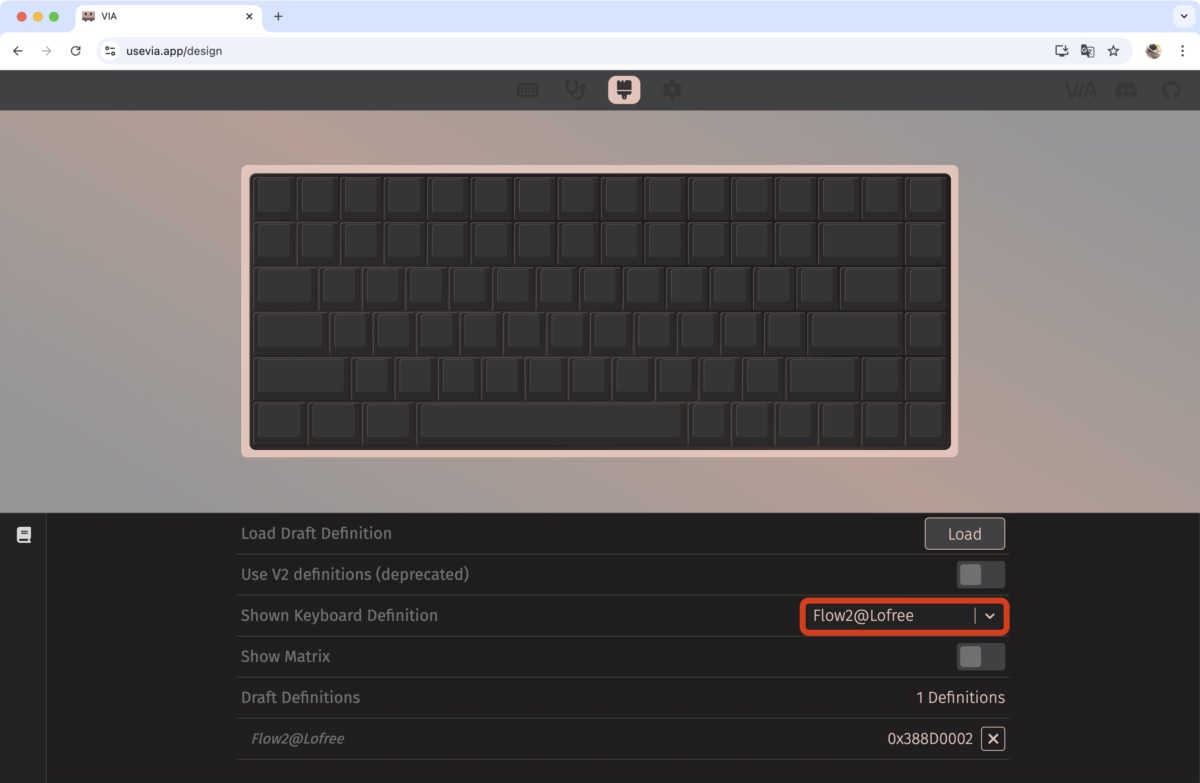 デザインタブの画面(JSONファイル読み込み後)