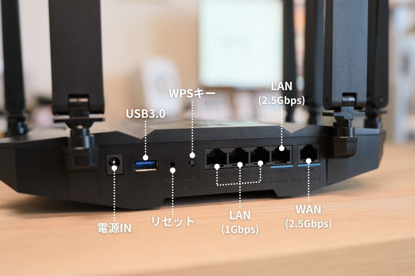 Inazuma BE7200 Pro+に搭載された各種ポート