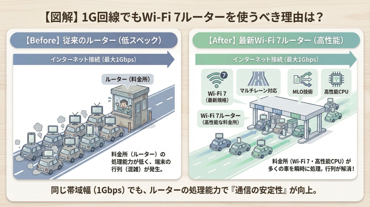 【図解】1G回線でもWi-Fi7ルーターを使うべき理由